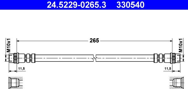 ATE 24.5229-0265.3 - Flessibile del freno www.autoricambit.com