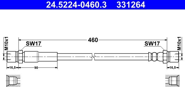 ATE 24.5224-0460.3 - Flessibile del freno www.autoricambit.com