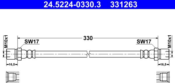 ATE 24.5224-0330.3 - Flessibile del freno www.autoricambit.com