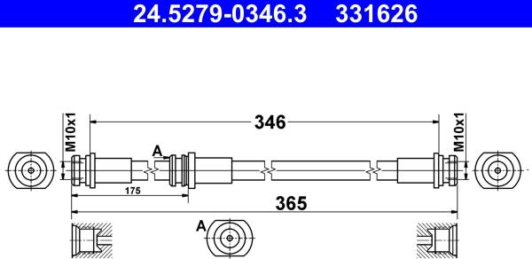 ATE 24.5279-0346.3 - Flessibile del freno www.autoricambit.com