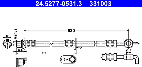 ATE 24.5277-0531.3 - Flessibile del freno www.autoricambit.com