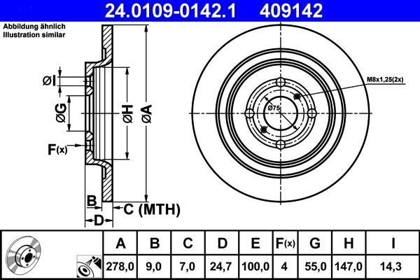 ATE 24.0109-0142.1 - Discofreno www.autoricambit.com