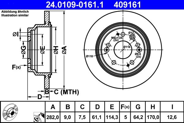 ATE 24.0109-0161.1 - Discofreno www.autoricambit.com