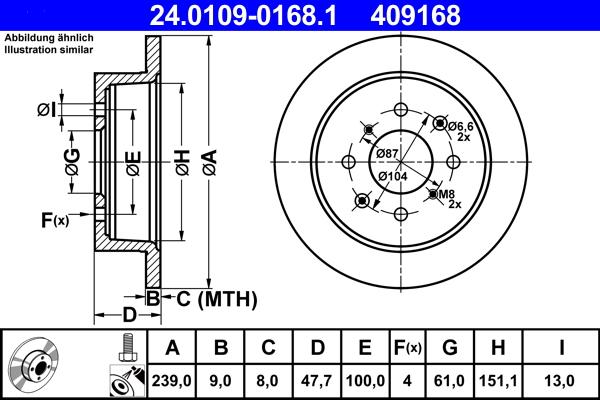 ATE 24.0109-0168.1 - Discofreno www.autoricambit.com