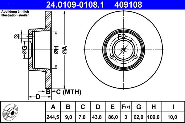 ATE 24.0109-0108.1 - Discofreno www.autoricambit.com