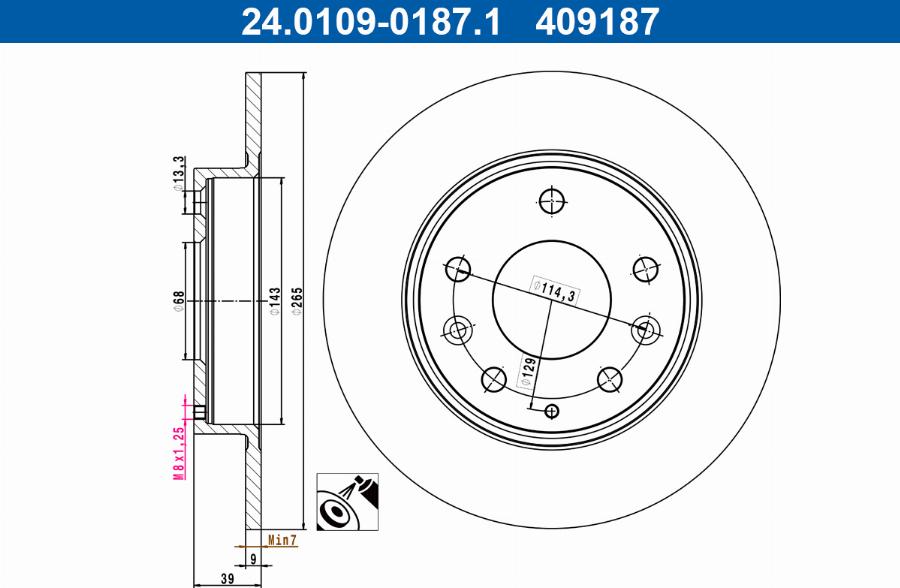 ATE 24.0109-0187.1 - Discofreno www.autoricambit.com