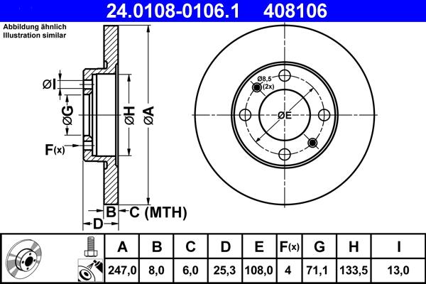 ATE 24.0108-0106.1 - Discofreno www.autoricambit.com