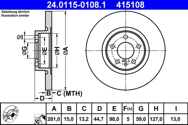 ATE 24.0115-0108.1 - Discofreno www.autoricambit.com