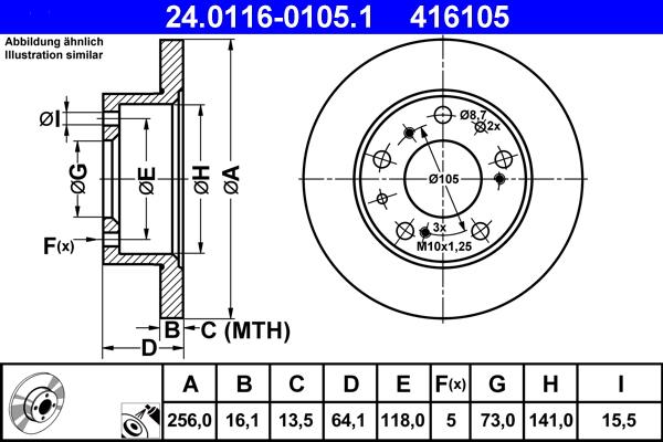 ATE 24.0116-0105.1 - Discofreno www.autoricambit.com