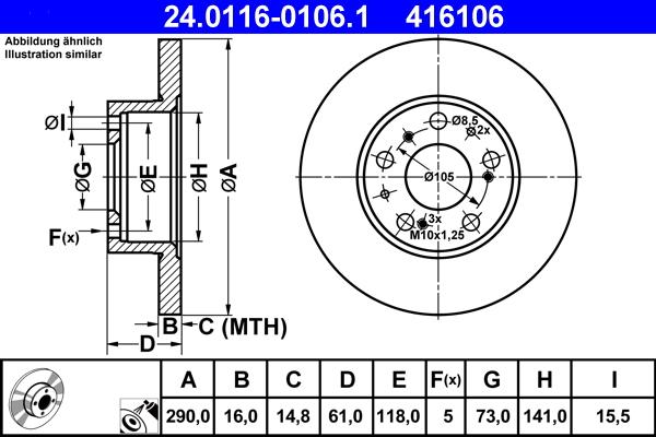 ATE 24.0116-0106.1 - Discofreno www.autoricambit.com