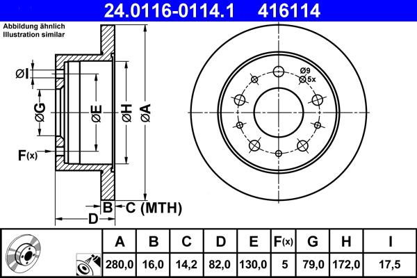 ATE 24.0116-0114.1 - Discofreno www.autoricambit.com