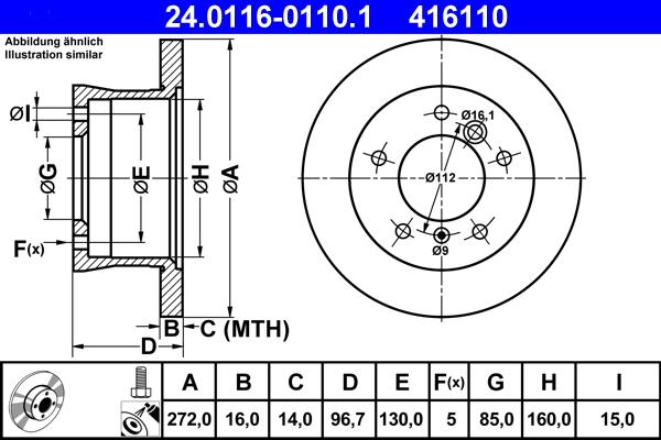 ATE 24.0116-0110.1 - Discofreno www.autoricambit.com