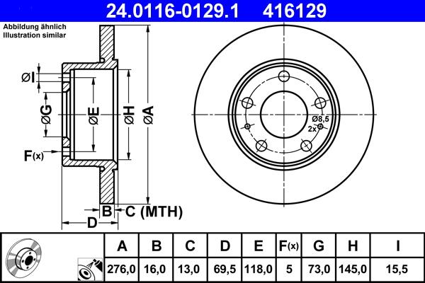 ATE 24.0116-0129.1 - Discofreno www.autoricambit.com