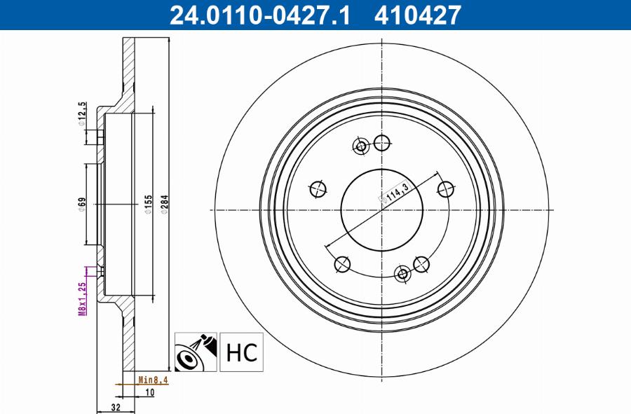 ATE 24.0110-0427.1 - Discofreno www.autoricambit.com