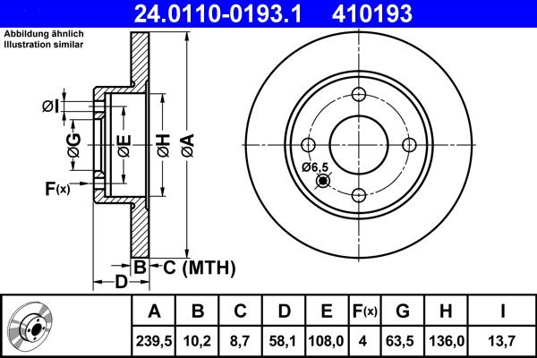 ATE 24.0110-0193.1 - Discofreno www.autoricambit.com