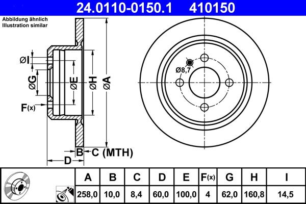 ATE 24.0110-0150.1 - Discofreno www.autoricambit.com