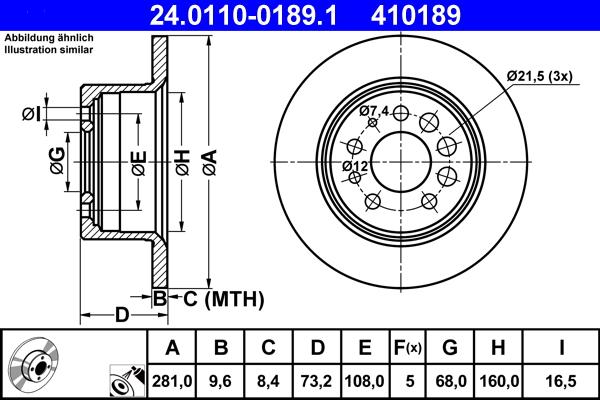 ATE 24.0110-0189.1 - Discofreno www.autoricambit.com