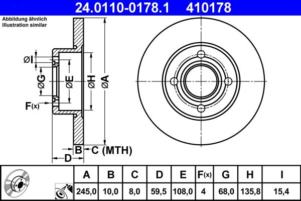 ATE 24.0110-0178.1 - Discofreno www.autoricambit.com