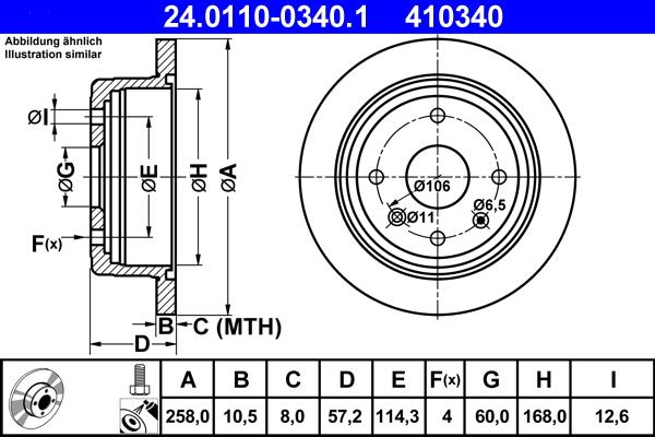 ATE 24.0110-0340.1 - Discofreno www.autoricambit.com