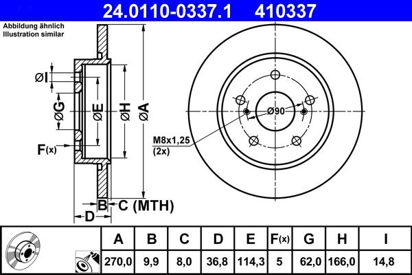 ATE 24.0110-0337.1 - Discofreno www.autoricambit.com