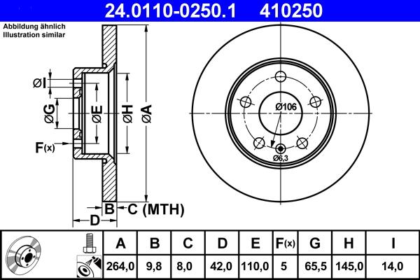 ATE 24.0110-0250.1 - Discofreno www.autoricambit.com