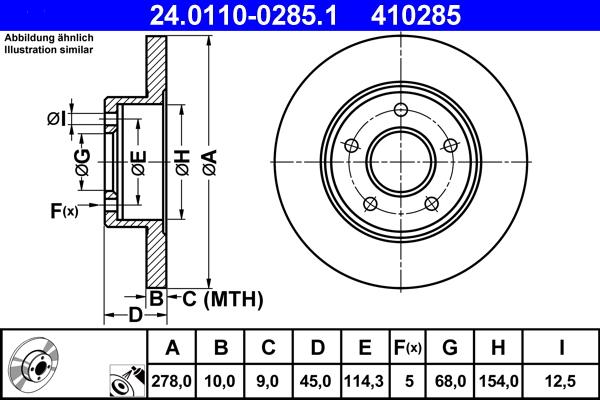 ATE 24.0110-0285.1 - Discofreno www.autoricambit.com