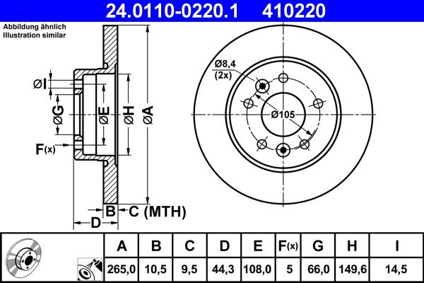 ATE 24.0110-0220.1 - Discofreno www.autoricambit.com