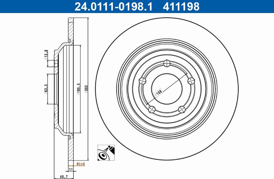 ATE 24.0111-0198.1 - Discofreno www.autoricambit.com