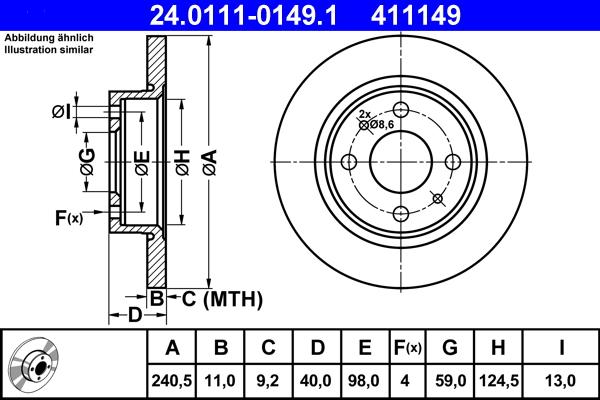 ATE 24.0111-0149.1 - Discofreno www.autoricambit.com