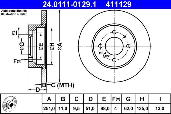 ATE 24.0111-0129.1 - Discofreno www.autoricambit.com