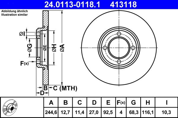 ATE 24.0113-0118.1 - Discofreno www.autoricambit.com