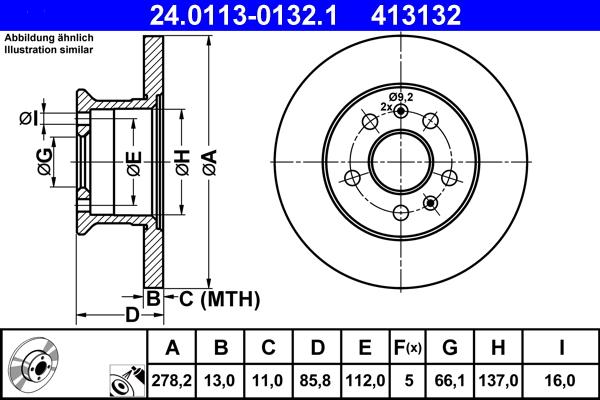 ATE 24.0113-0132.1 - Discofreno www.autoricambit.com