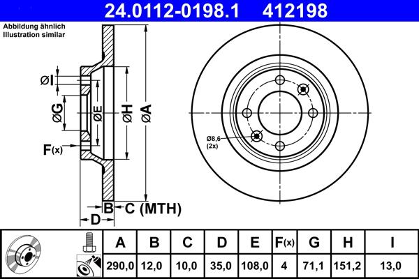 ATE 24.0112-0198.1 - Discofreno www.autoricambit.com