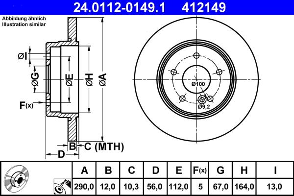 ATE 24.0112-0149.1 - Discofreno www.autoricambit.com