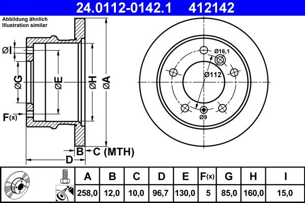 ATE 24.0112-0142.1 - Discofreno www.autoricambit.com