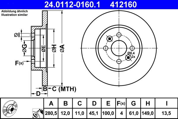 ATE 24.0112-0160.1 - Discofreno www.autoricambit.com