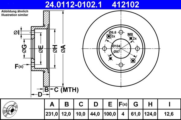 ATE 24.0112-0102.1 - Discofreno www.autoricambit.com