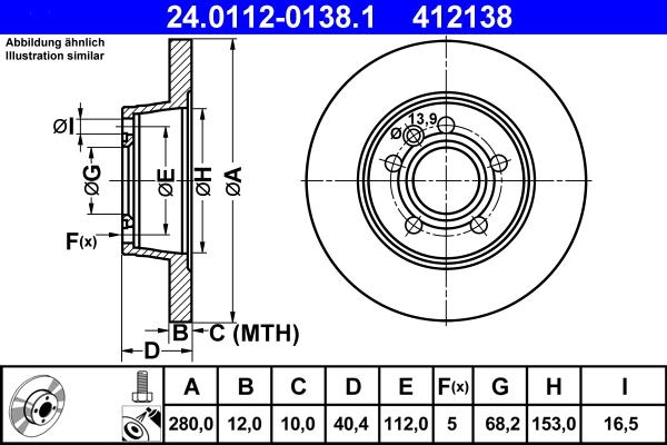 ATE 24.0112-0138.1 - Discofreno www.autoricambit.com