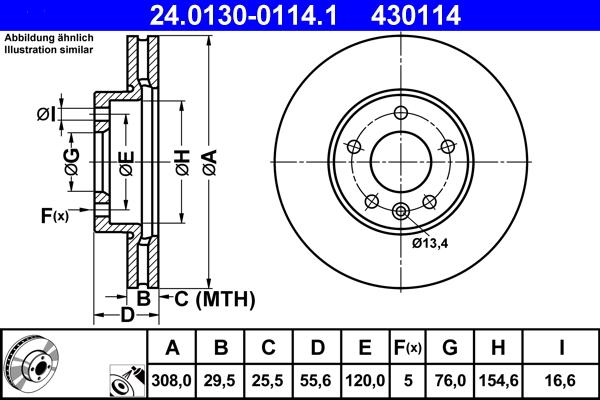 ATE 24.0130-0114.1 - Discofreno www.autoricambit.com