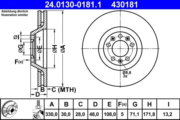 ATE 24.0130-0181.1 - Discofreno www.autoricambit.com