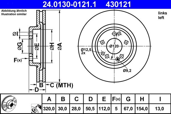 ATE 24.0130-0121.1 - Discofreno www.autoricambit.com