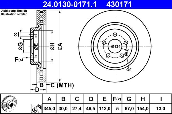 ATE 24.0130-0171.1 - Discofreno www.autoricambit.com