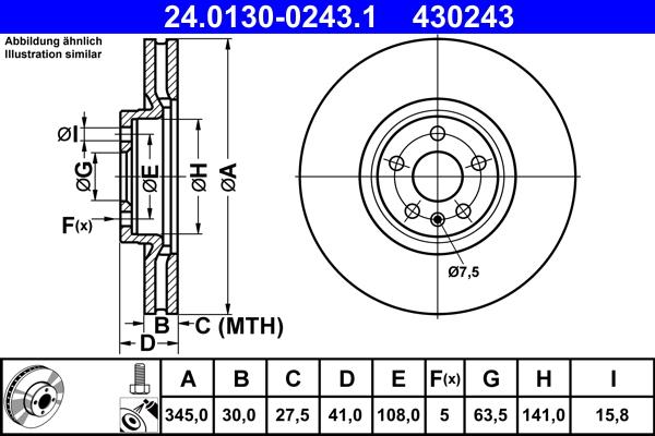 ATE 24.0130-0243.1 - Discofreno www.autoricambit.com