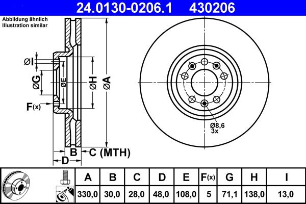 ATE 24.0130-0206.1 - Discofreno www.autoricambit.com