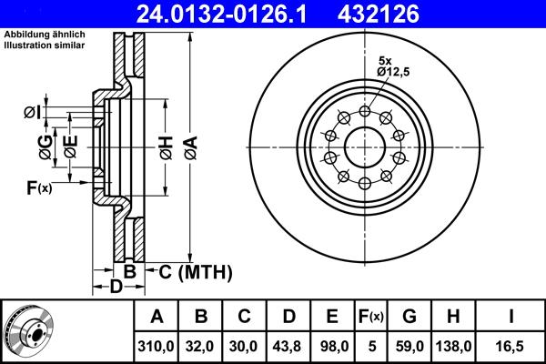 ATE 24.0132-0126.1 - Discofreno www.autoricambit.com