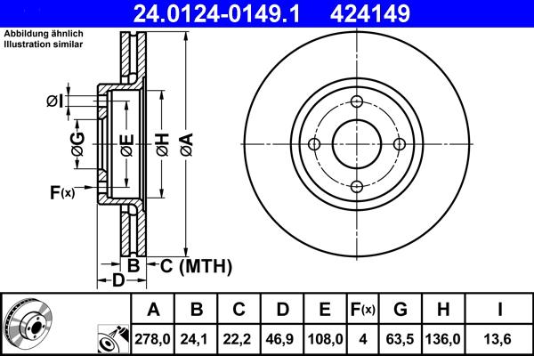 ATE 24.0124-0149.1 - Discofreno www.autoricambit.com