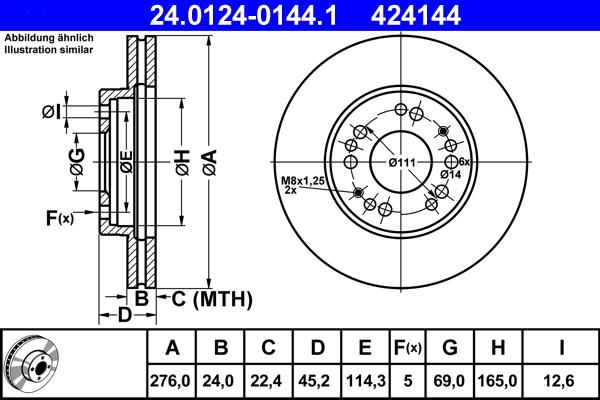 ATE 24.0124-0144.1 - Discofreno www.autoricambit.com