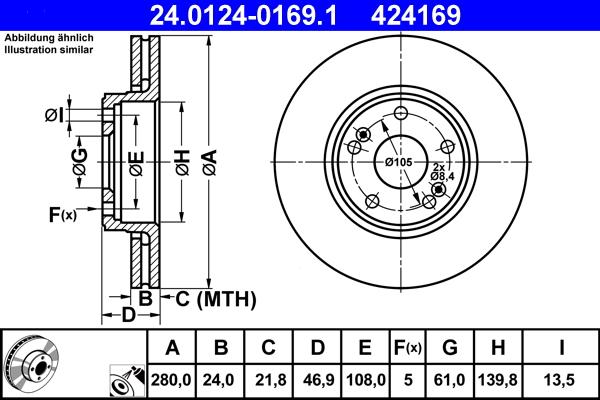 ATE 24.0124-0169.1 - Discofreno www.autoricambit.com