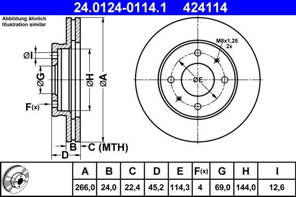 ATE 24.0124-0114.1 - Discofreno www.autoricambit.com