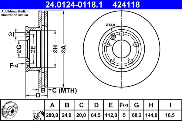 ATE 24.0124-0118.1 - Discofreno www.autoricambit.com